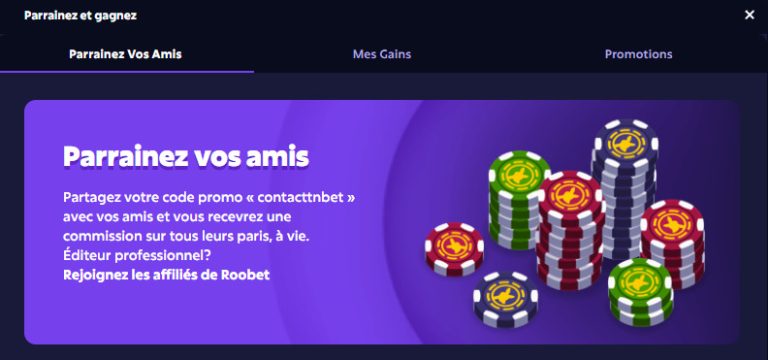 parrainage roobet casino
