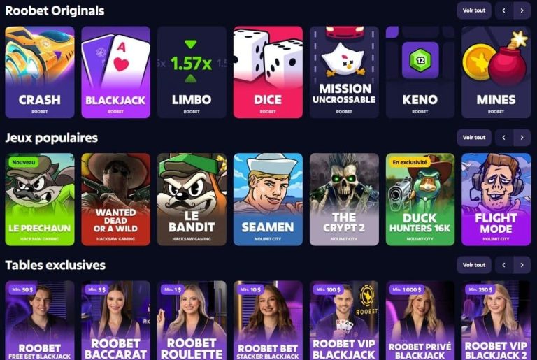 Roobet Casino jeux originaux