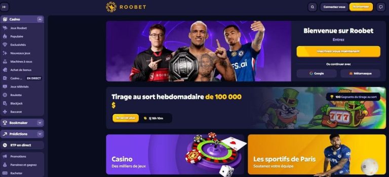 Roobet Casino page accueil